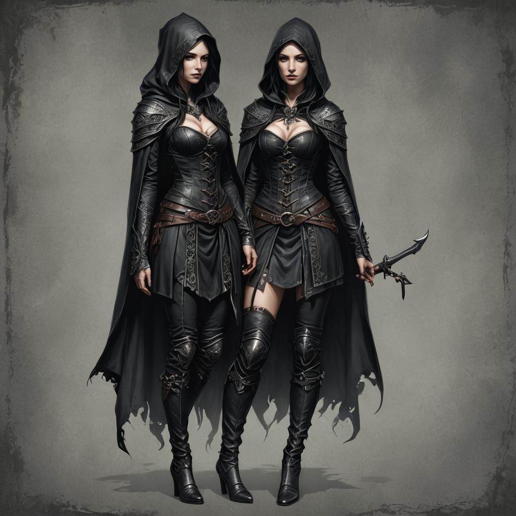 Grim Dark Fantasy Half-Elf in Black