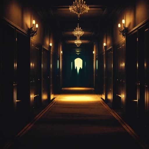 Horrifying Ghost in Surreal Endless Hallway