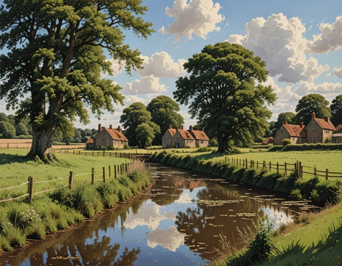 Idyllic Rural Landscape in Constable's Style