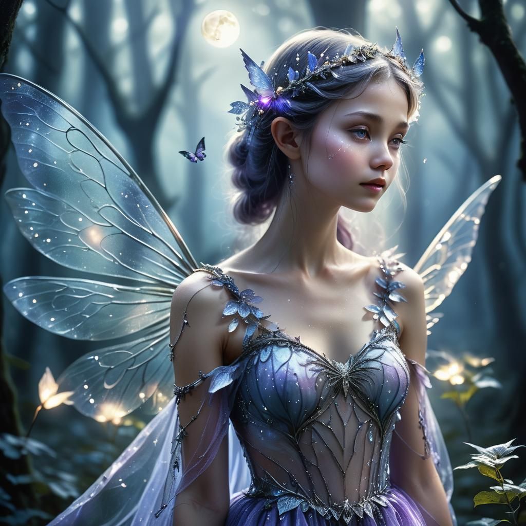 Celestial Moon Fairy Portrait in Hyperrealistic Style