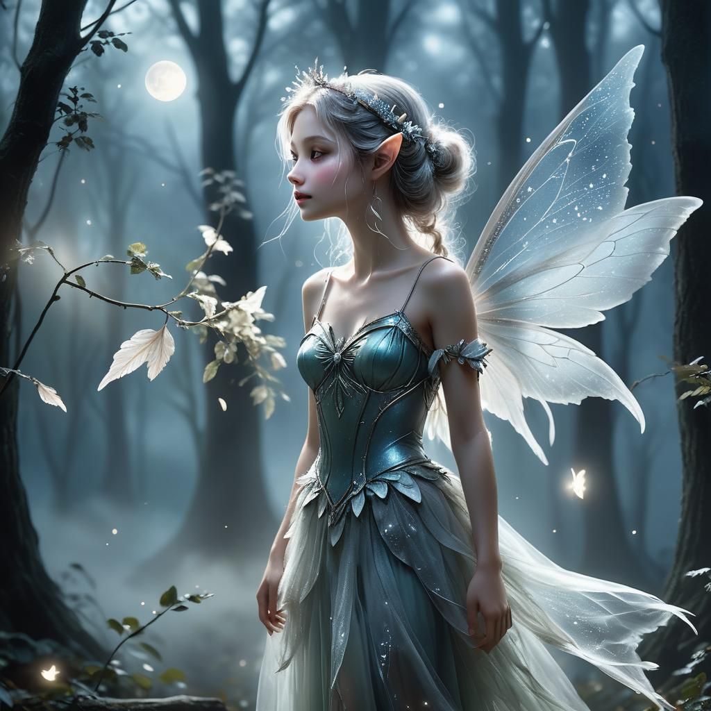 Moonlit Enchantress in Mysterious Forest