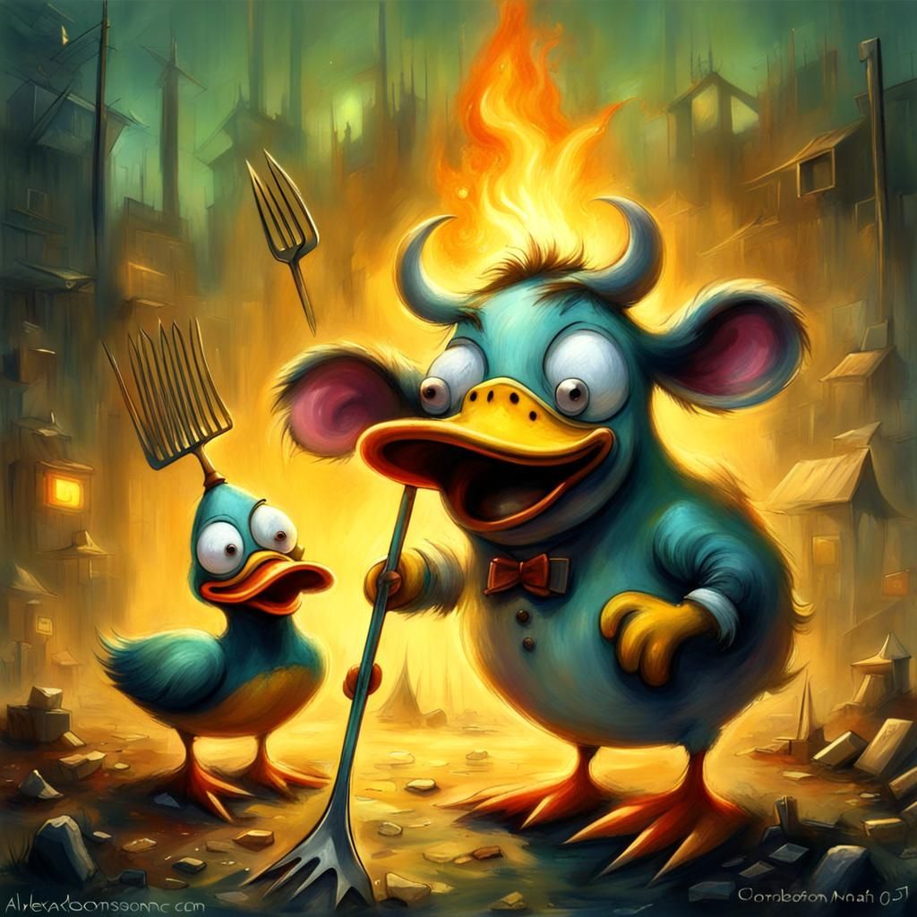 Grumpy Cow and Angry Duck Vomiting Fire