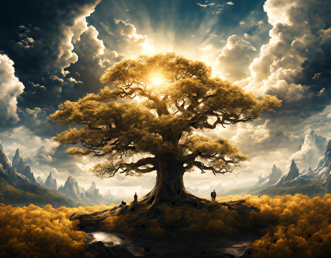 Epic Evergreen Tree Soars Above a Sunny Beachside Meadow