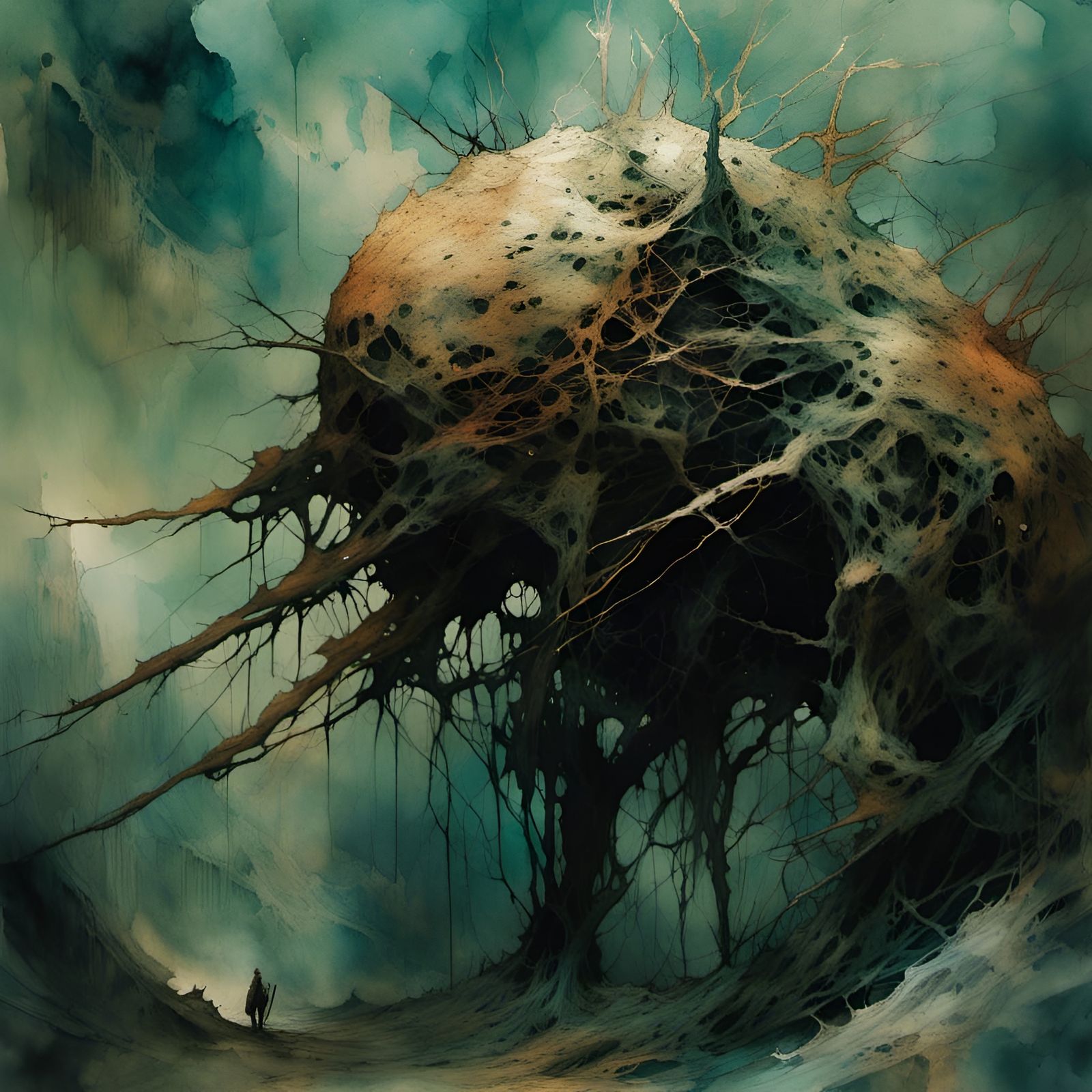 Dark Green Monster Beast of Hell, Detailed 3D Art