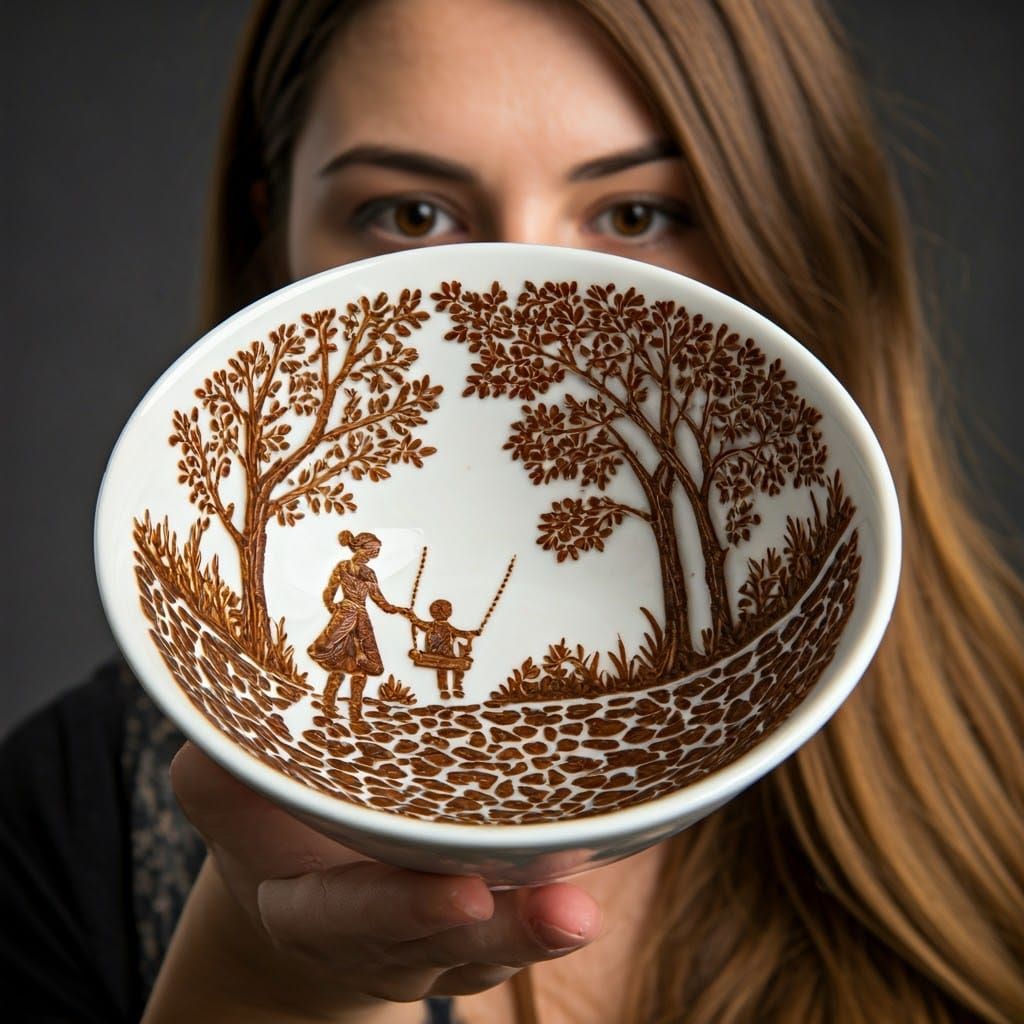 Woman Reads Future in Teacup Tea Leaves
