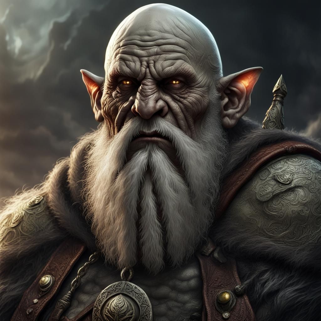 Wise Old Orc Warrior Portrait, Detailed Matte Painting
