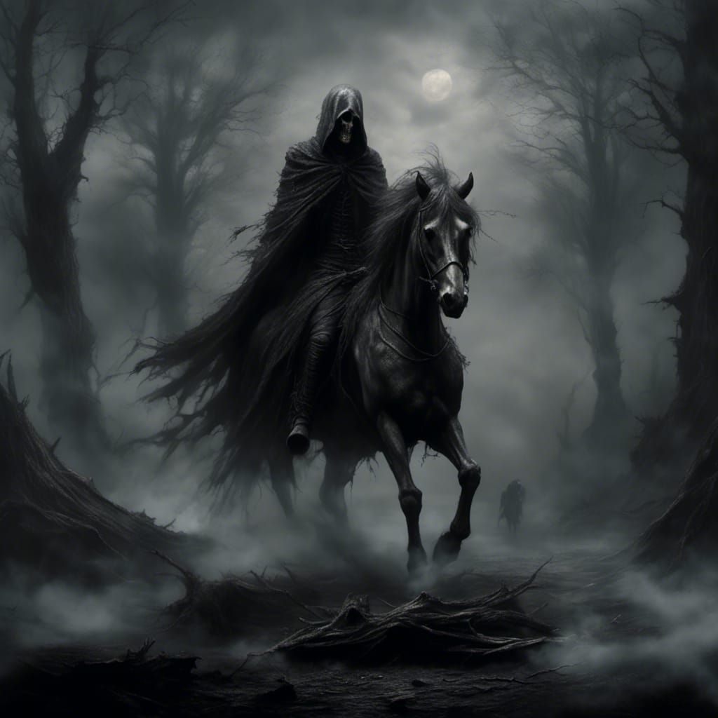Grim Reaper Rides Through Dark Forest of Death