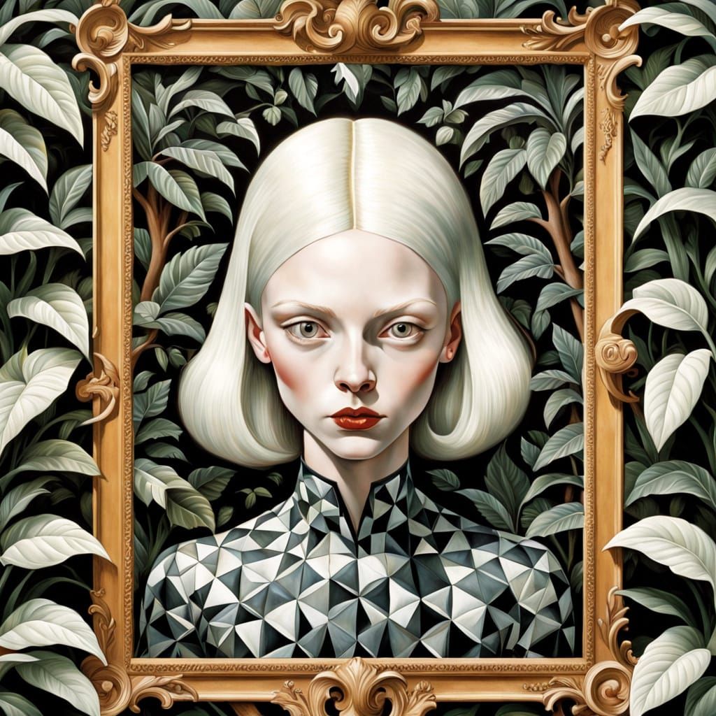 Recursive Image of Woman in Garden, Tamara de Lempicka Style