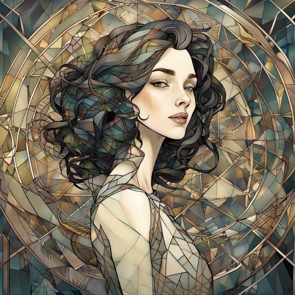 Glass Woman in Geometric Abstract Style