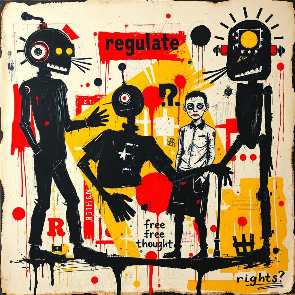 Basquiat-Inspired Art with Robotic Elements