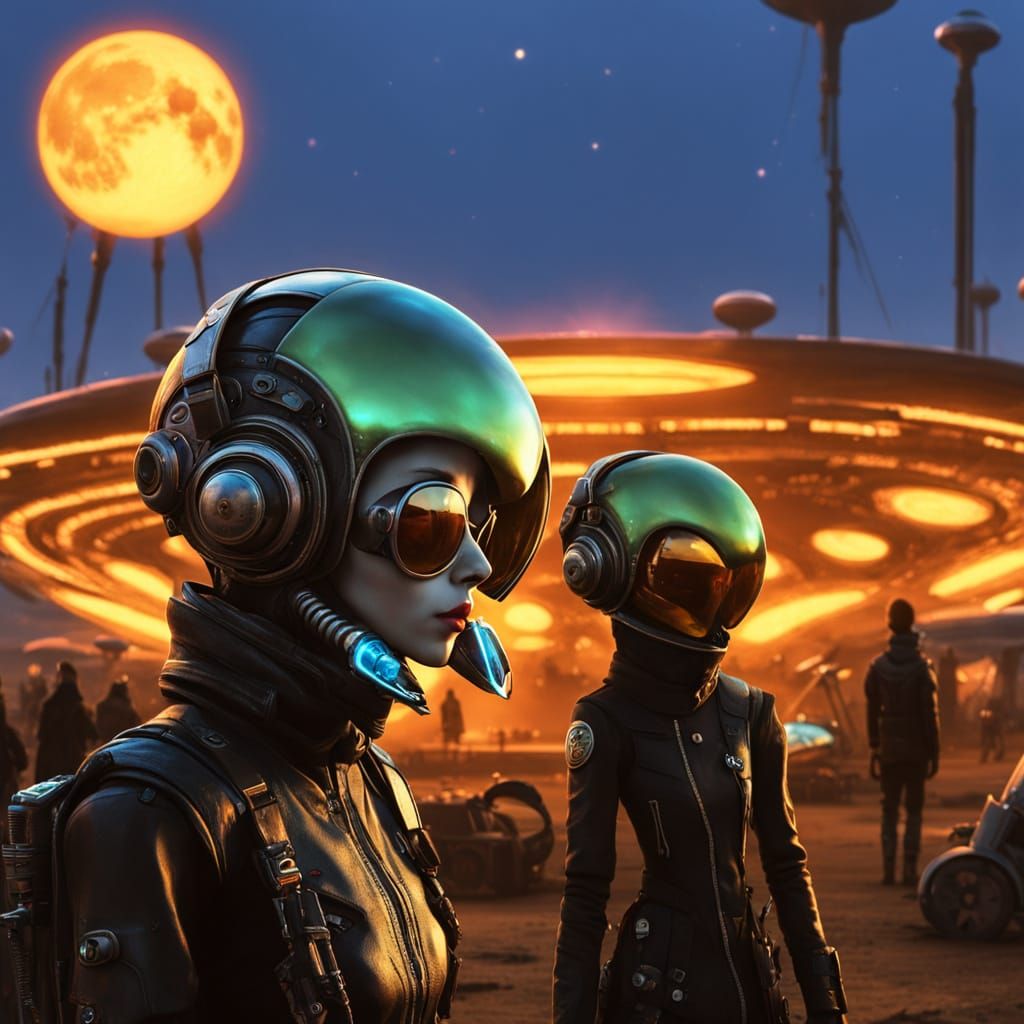 Alienpunk Market in Sci-Fi Cyberpunk Style