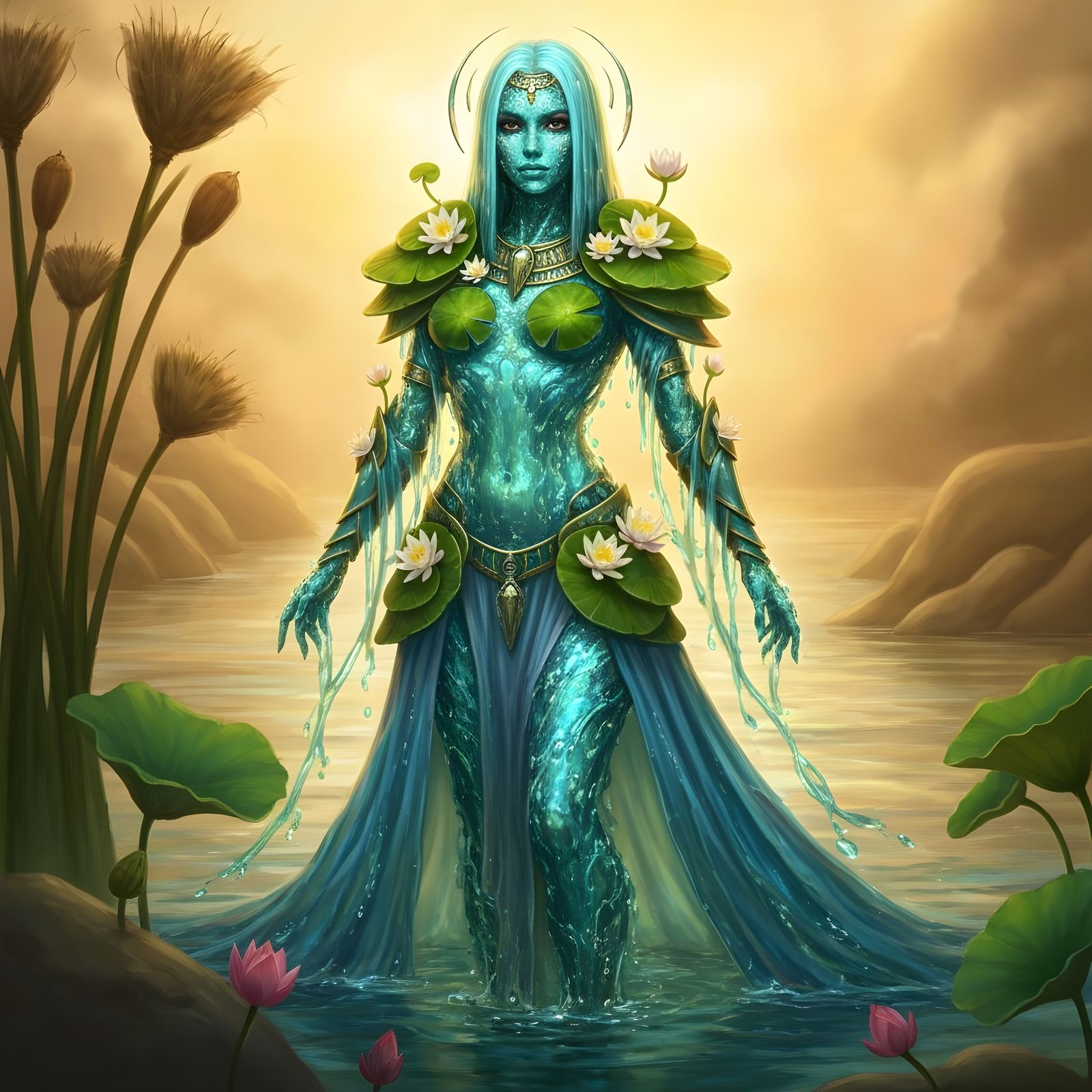 Water Nymph in Egyptian River, Fantasy Art