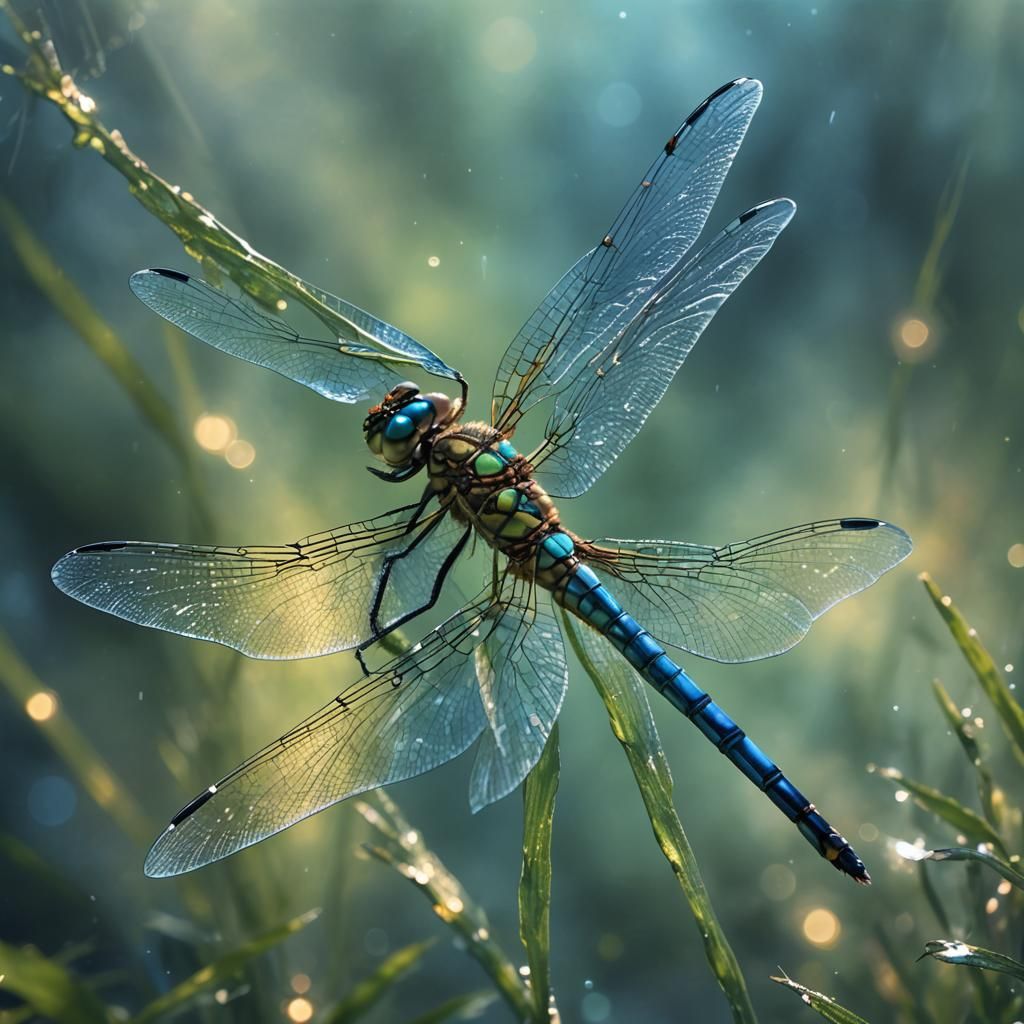 Fierce Dragonfly in Misty Atmosphere: Digital Painting