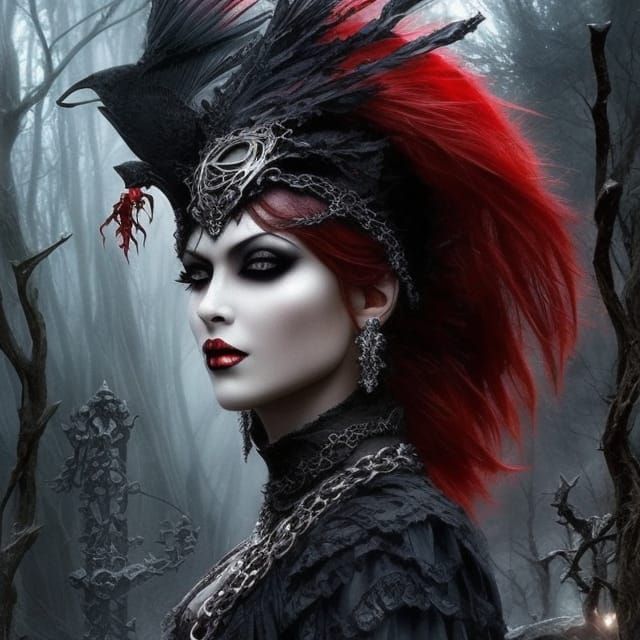 Gothic Dark Witch with Stunning Features