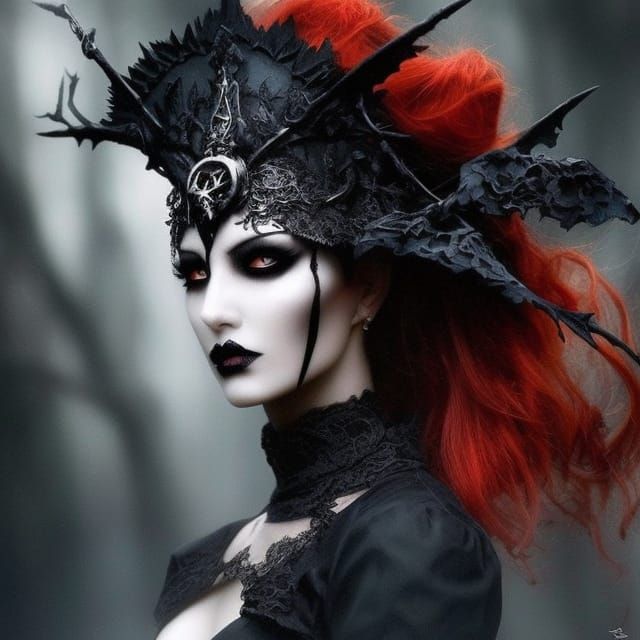 Gothic Dark Witch with Stunning Features