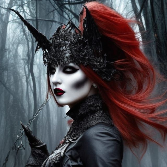 Gothic Dark Witch with Stunning Features
