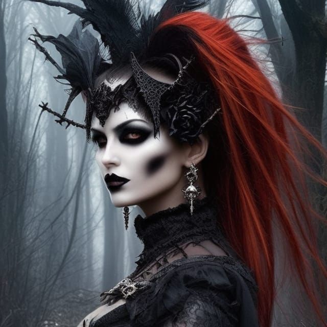 Gothic Dark Witch with Stunning Features