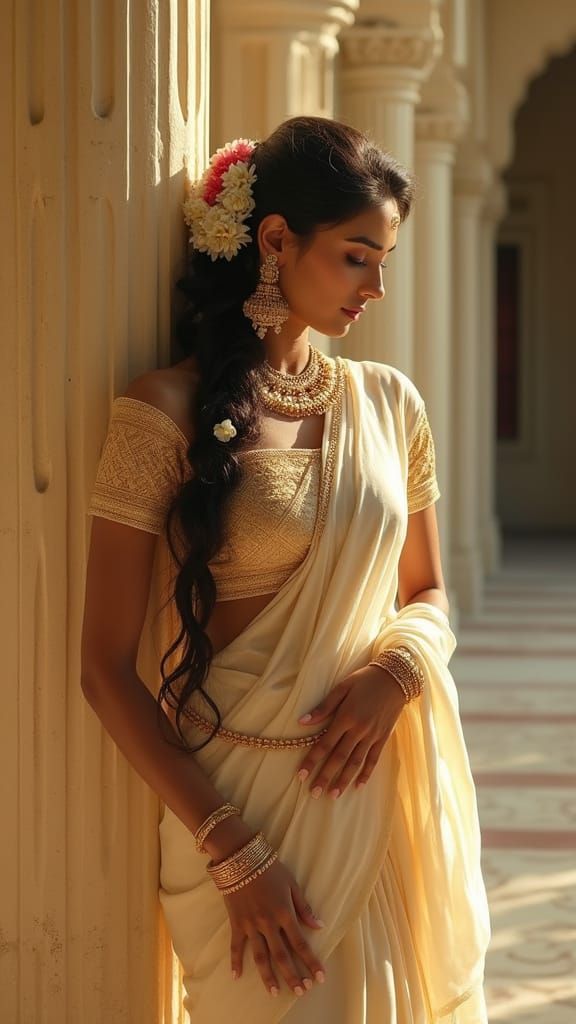 South Asian Woman in Golden Light: Hyperrealistic Masterpiec...
