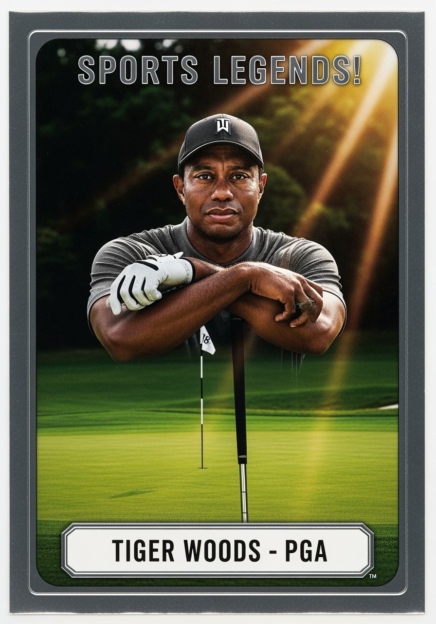 Tiger Woods PGA Trading Card with Silver Foil Accents