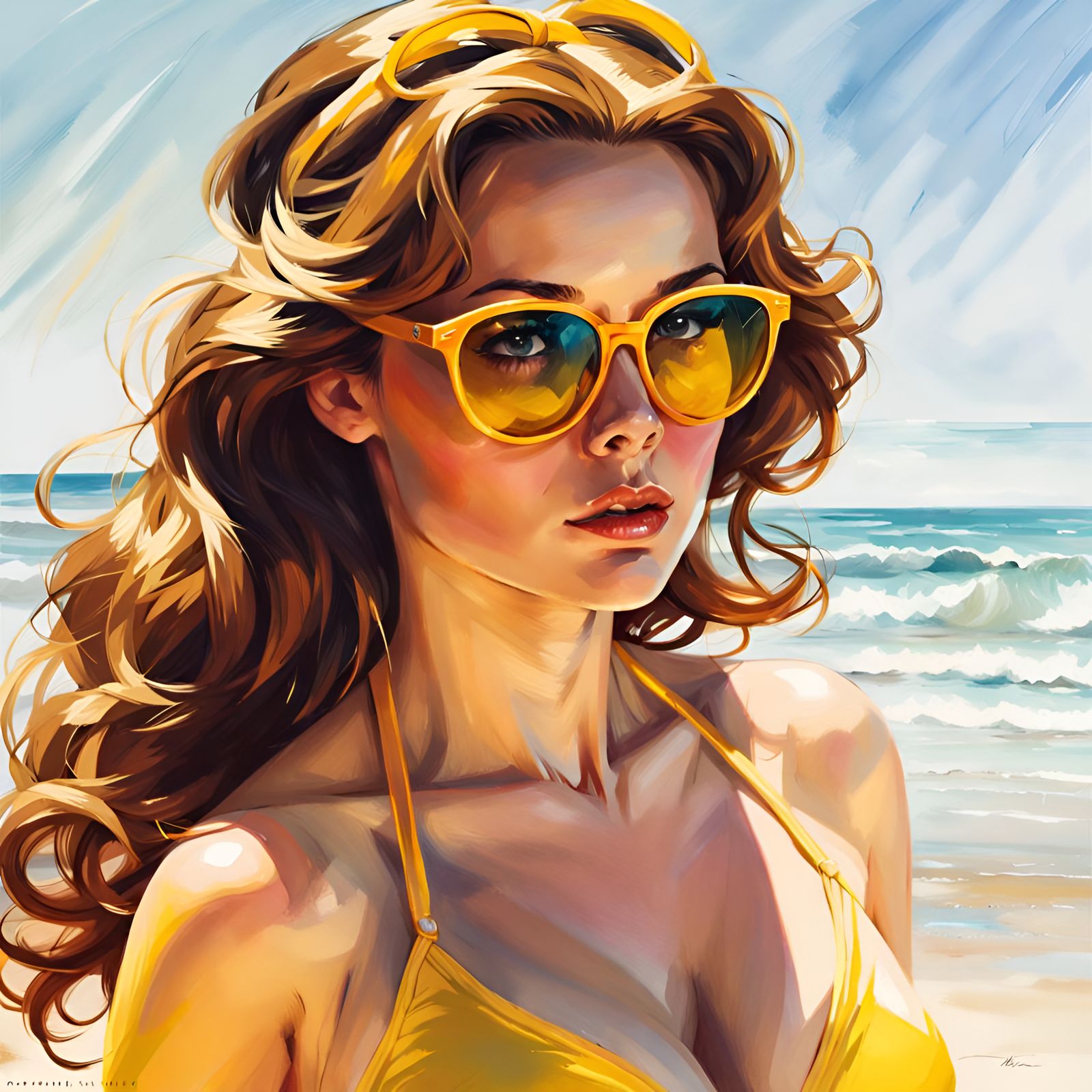 Princess Belle at the Beach: a Hyperrealistic Portrait