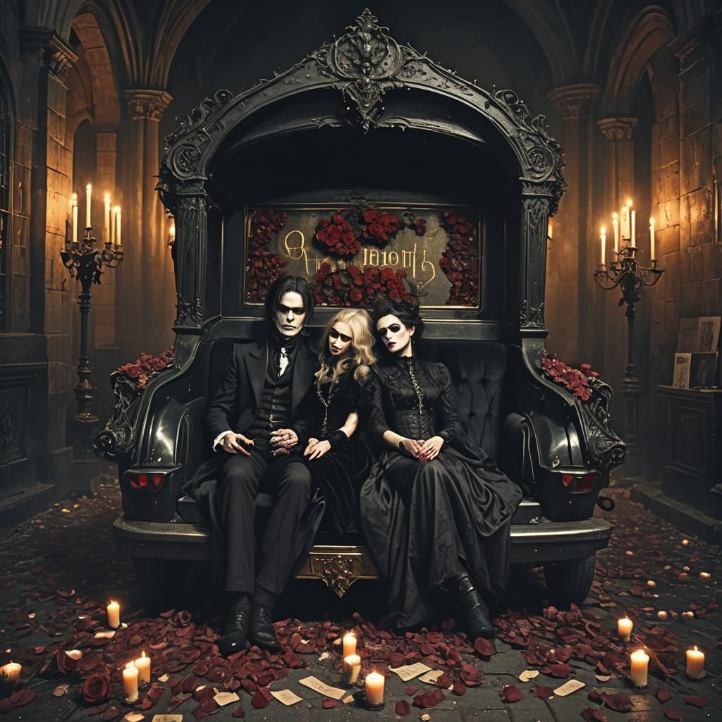 Vampires Embrace in Gothic Dark Fantasy Art