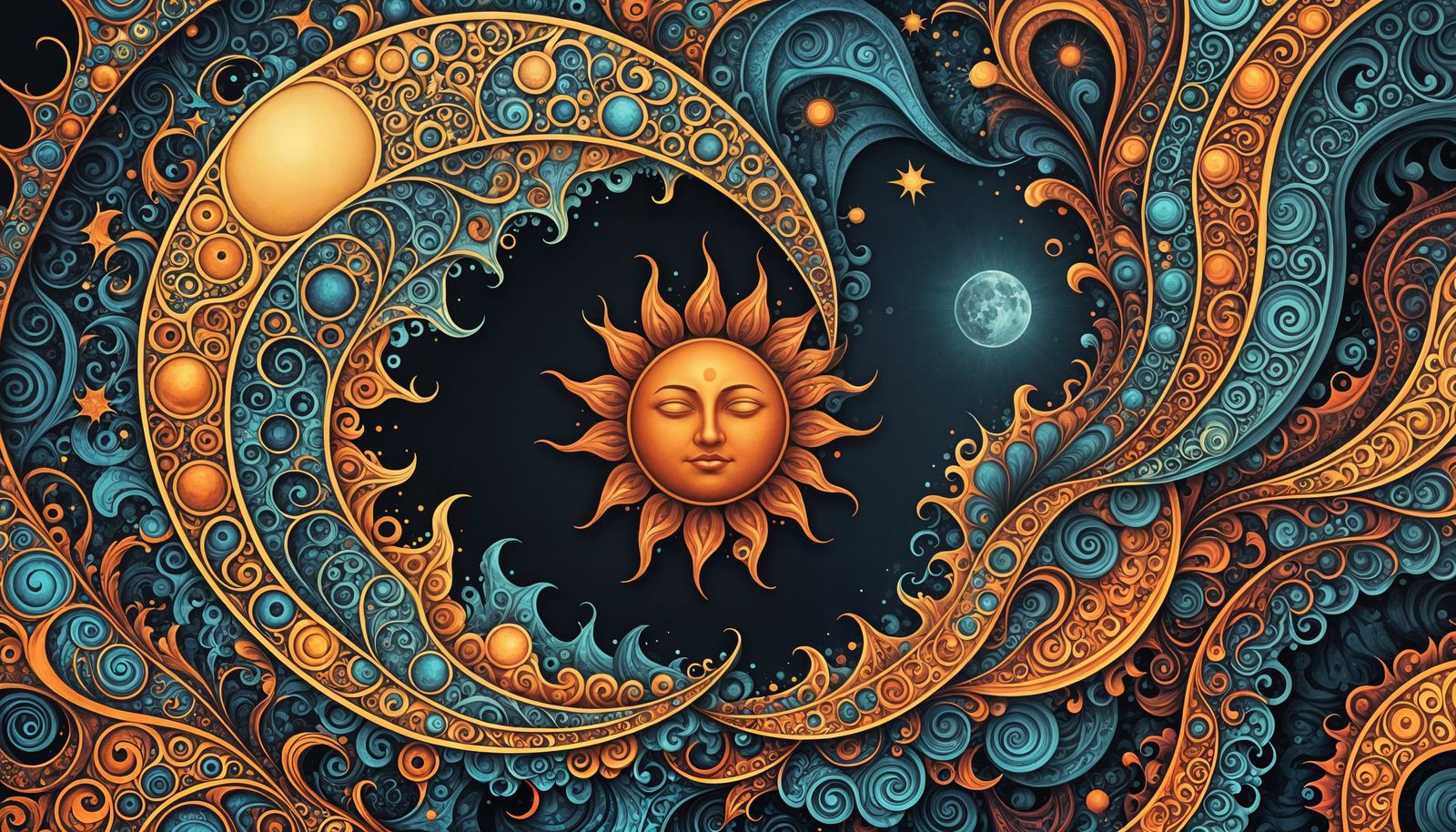 Abstract Duality: Sun and Moon in Deep Color Fractals