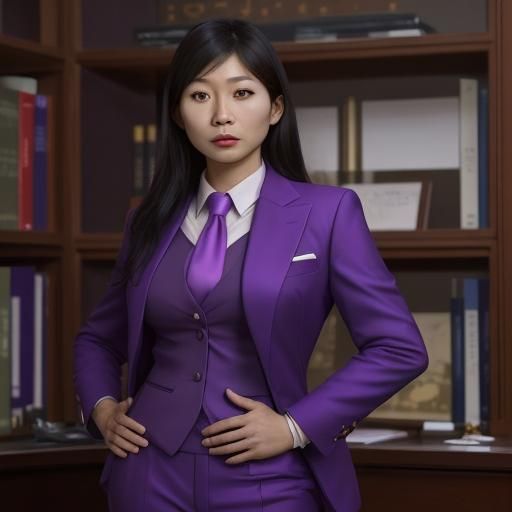 Elegant Woman in Purple Suit Portrait