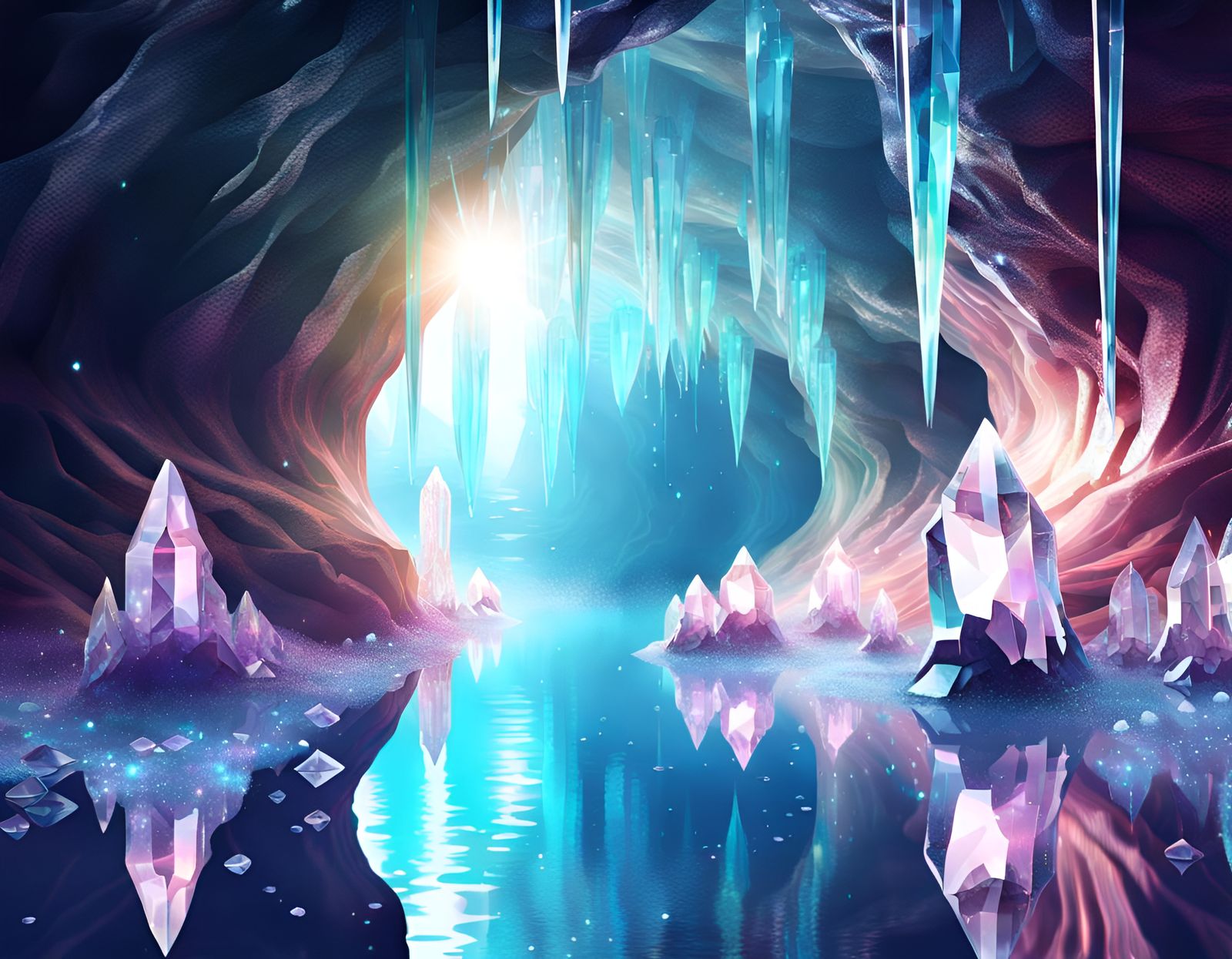 Shimmering Crystal Cave Digital Art