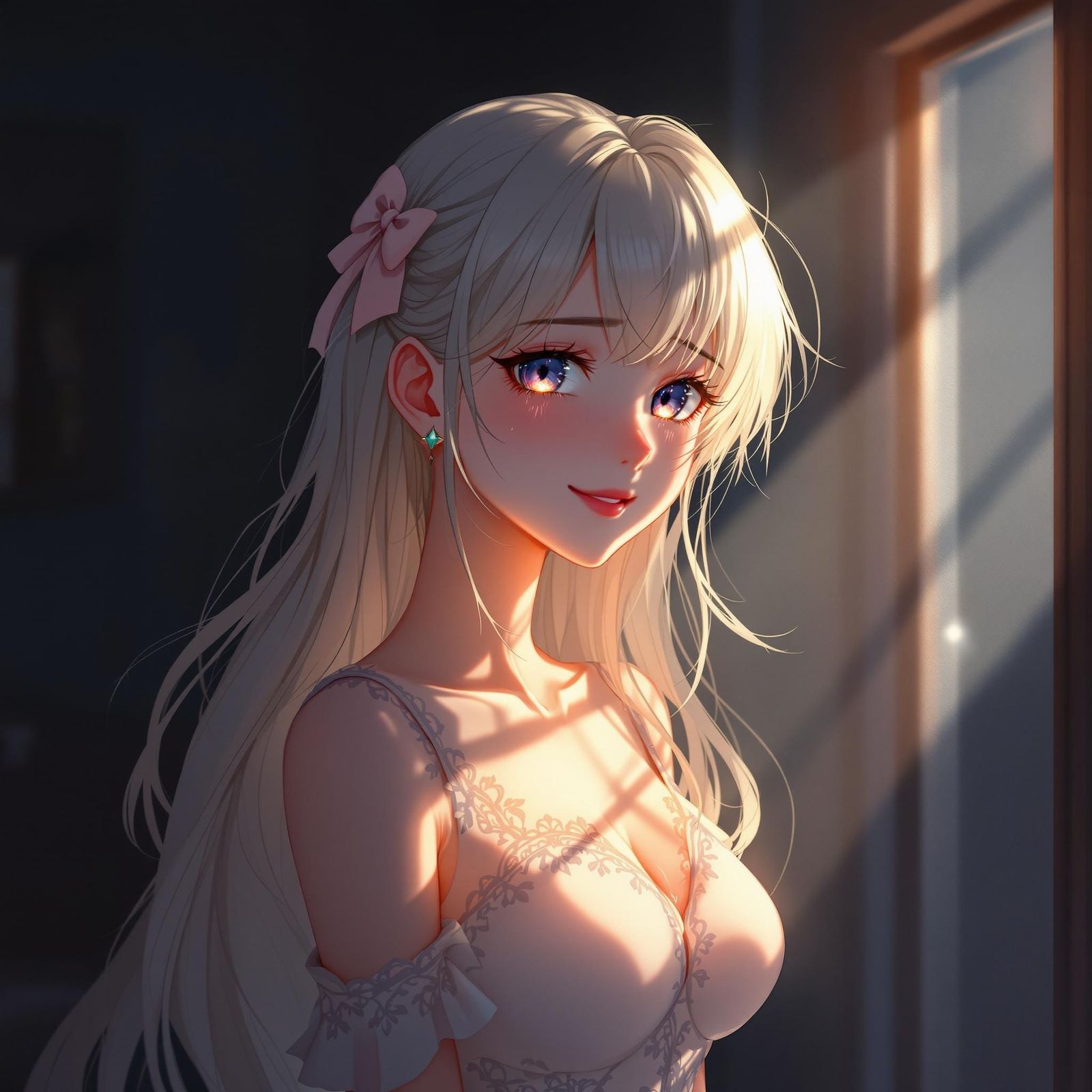 Anime-Style Woman Radiates Cuteness and Vulnerability in Sof...