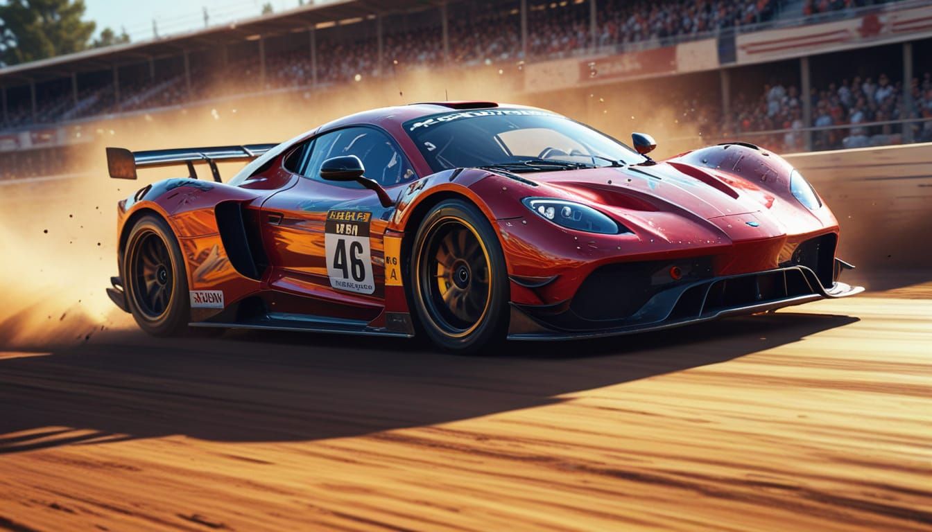 Fast Race Car Action Digital Painting