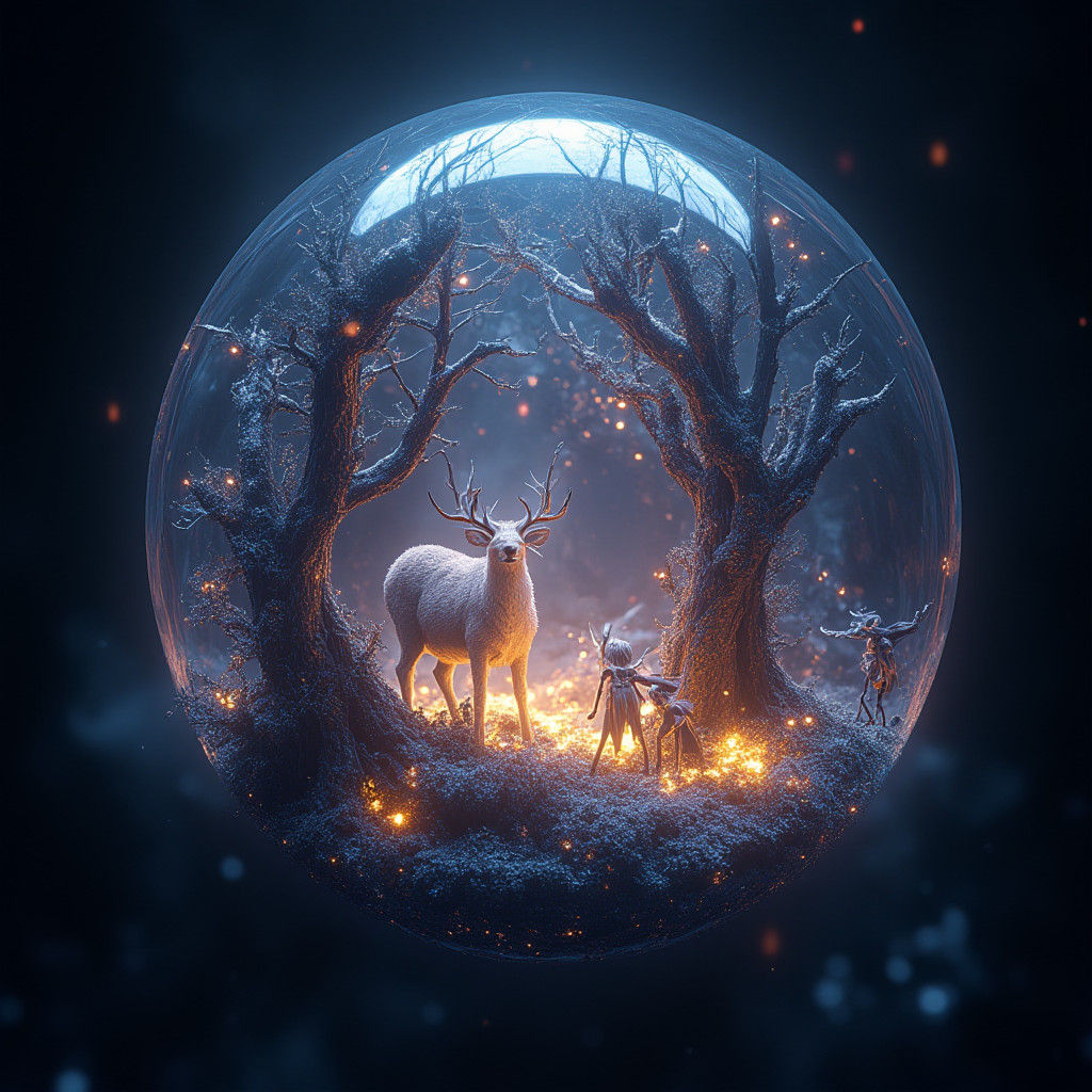 Enchanted Orb: Mystical Forest in Glass