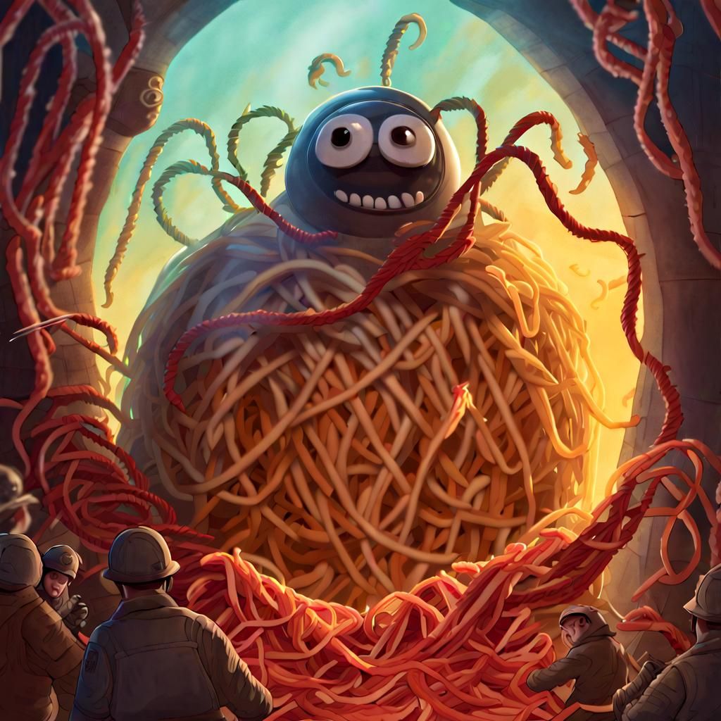 Spaghetti Heist: Noodle Monsters Chase Thieves