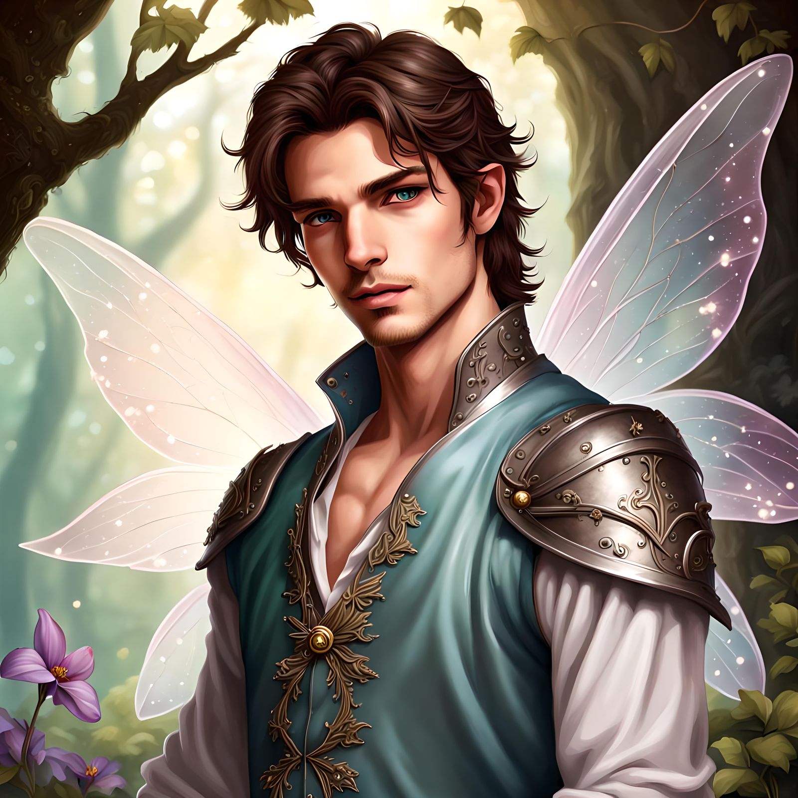 Handsome fairy prince, detailed fantasy background