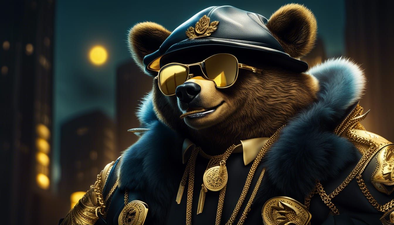 Gangster Bear with Gold Teeth Illustration
