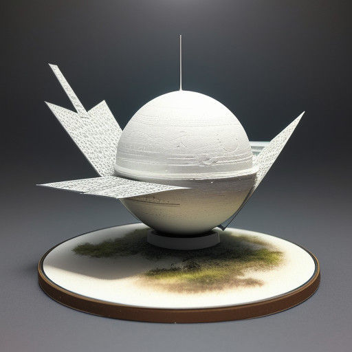 Surreal 3D Papercraft of Alien Cosmos with City and Spaceshi...