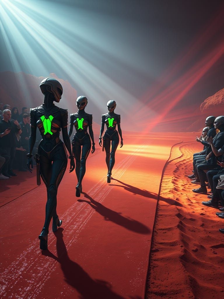 A futuristic fashion show on Mars
