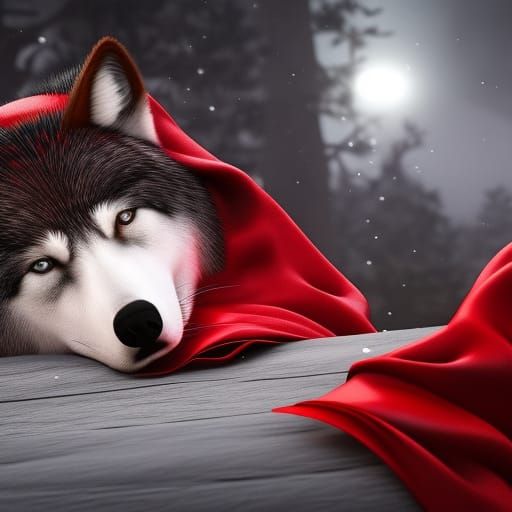 Little Red Riding Hood and Wolf in Detailed Render