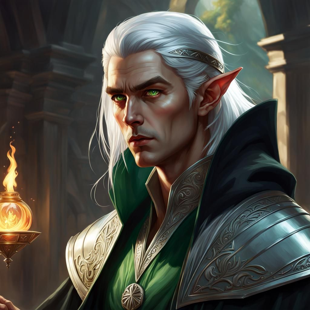 Elf Magic-User Portrait in Hyperdetailed Digital Art