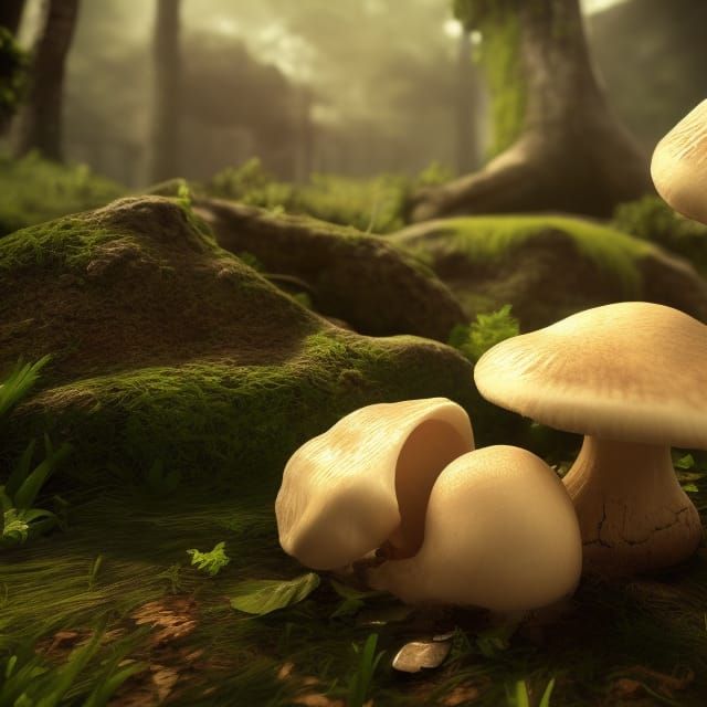 Mushrooms Sprouting from Skull: 3D Game Art