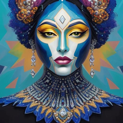 Giant Woman's Face Pushing Through Diamond Painting