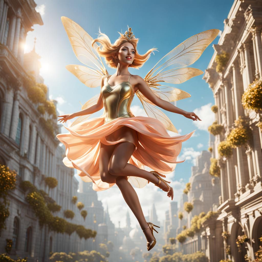 Happy Flying Fairy in Unreal Engine Render