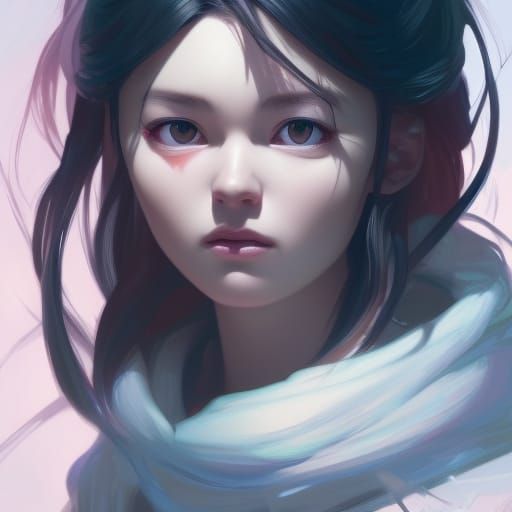 Detailed Portrait of Nezuko in Art Nouveau Style