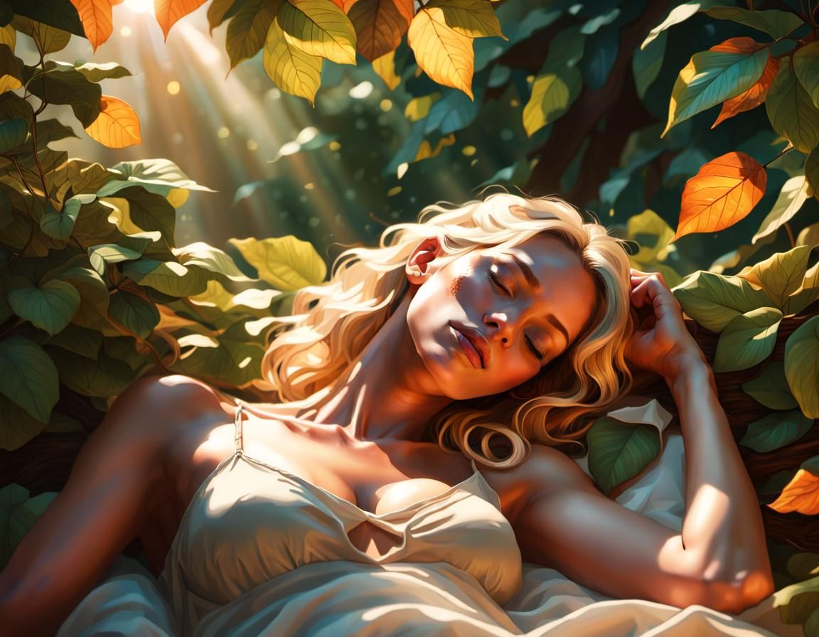 Sun-Drenched Sleeper: Hyperdetailed Digital Art Portrait