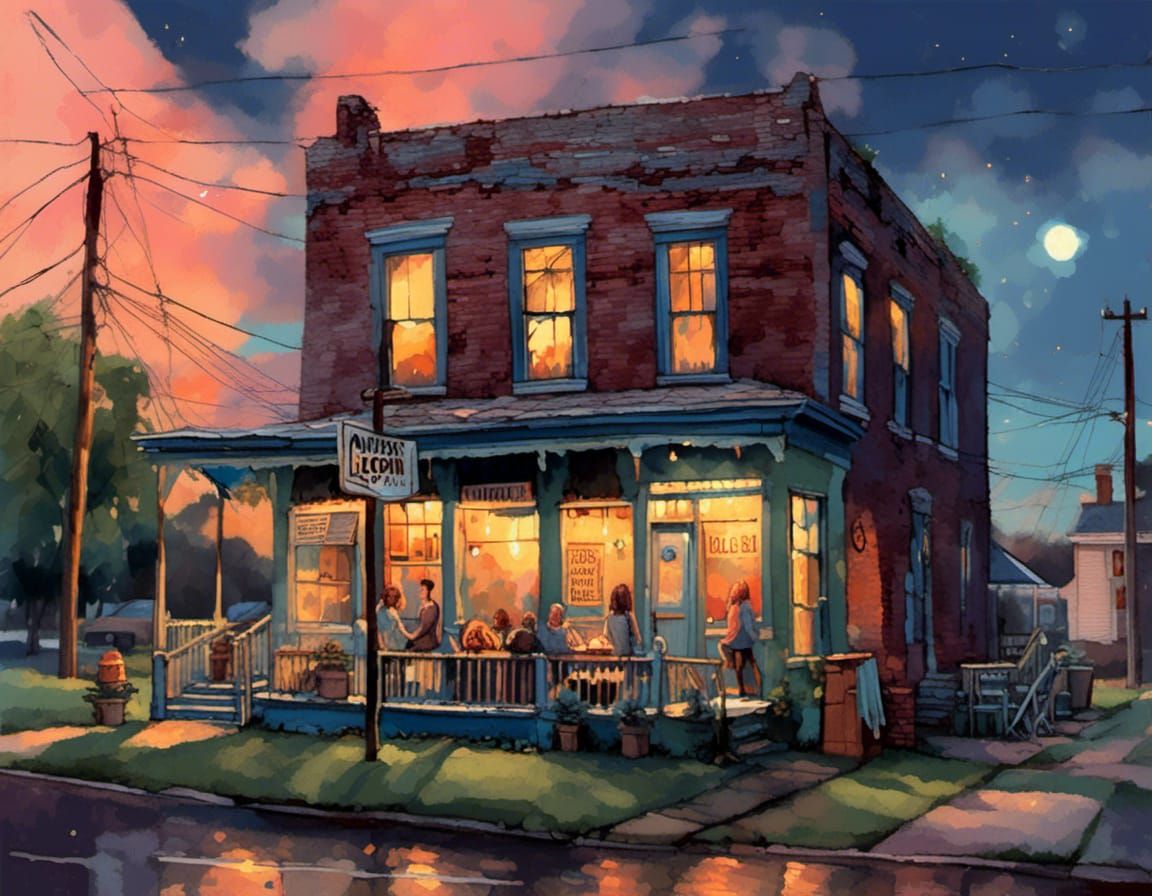 Couples Gather at American Legion Hall Under Moonlight