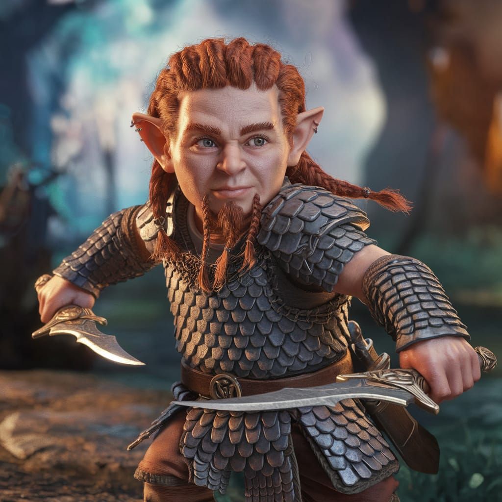 Young Dwarven Ranger in Mystical Forest