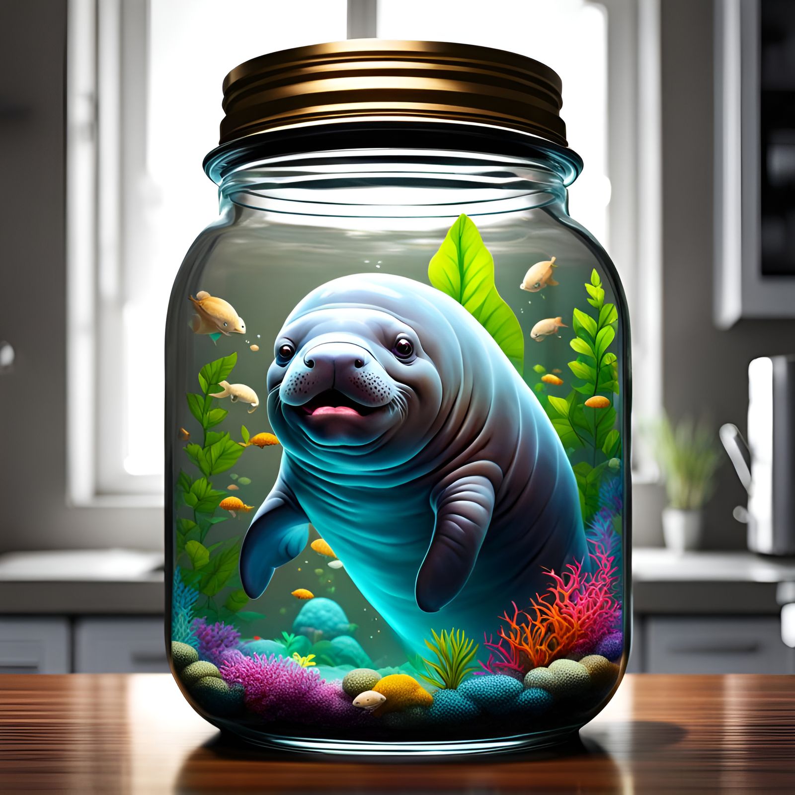 Jar Full of Happy Manatee