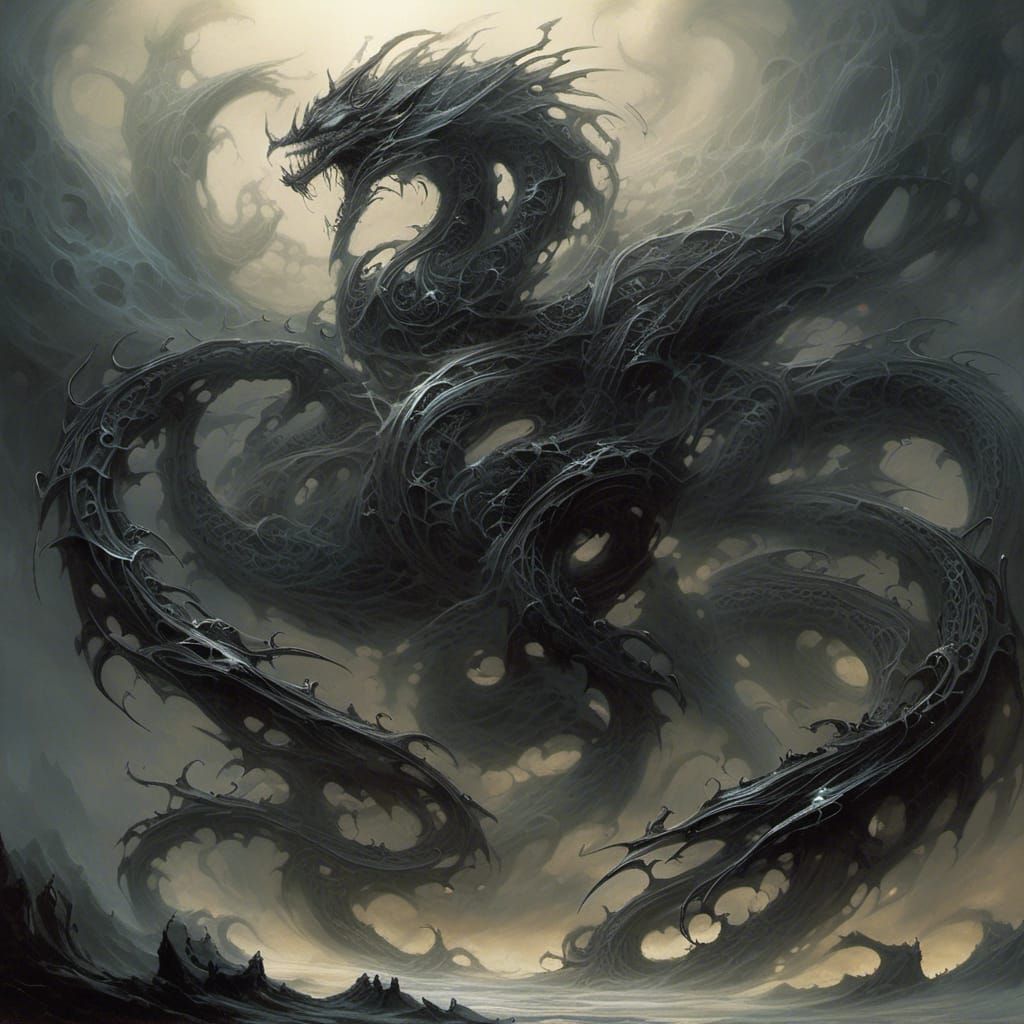 Dark Matter Shadow Dragon in Biomechanical Style