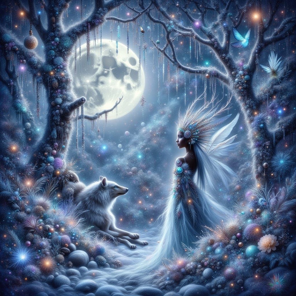 Surreal Winter Wonderland in Dreamlike Oil Painting Style