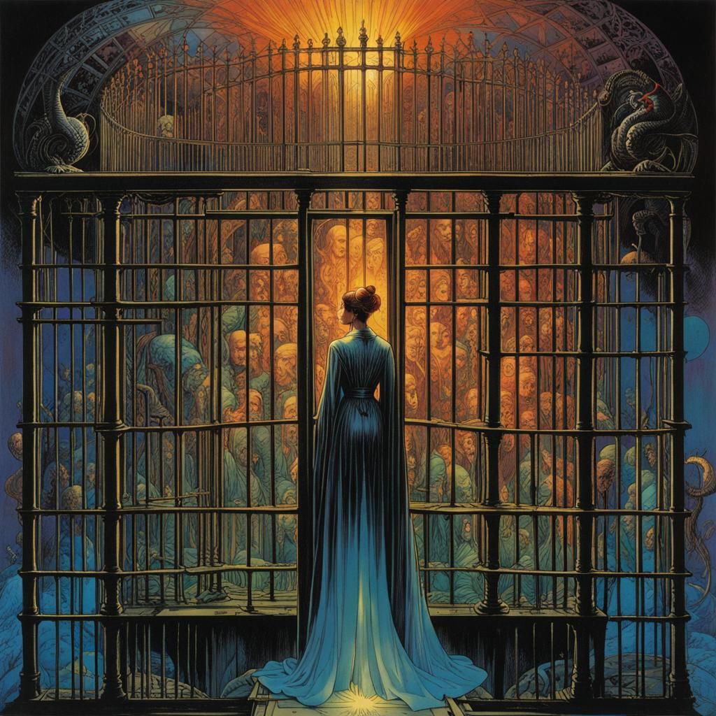 Surreal Holographic Jail with Abstract Elements