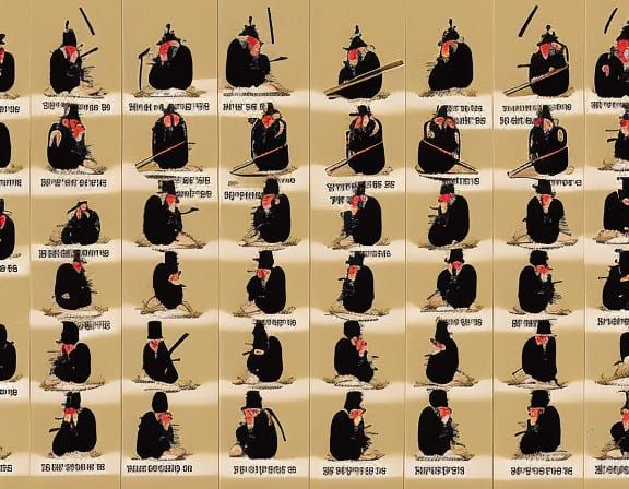 Japanese Shogun Culture with Samurai and Cherry Blossoms